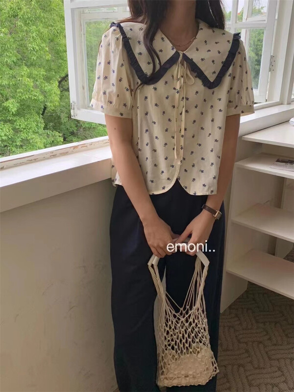 New in early summer! [emoni] sweet Japanese aging baby collar shirt 10910# CLS
