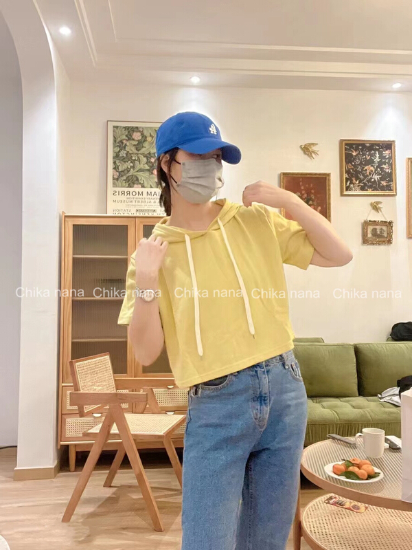 New year in early spring! [Yi Jia Yi] Korean casual hooded short sleeved T-shirt 5505# cqw
