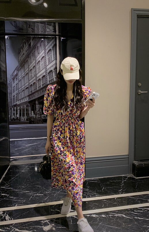 goods in stock! New in early summer! [VT] broken flower gentle backless drawstring waist closing dress 8733# ozq