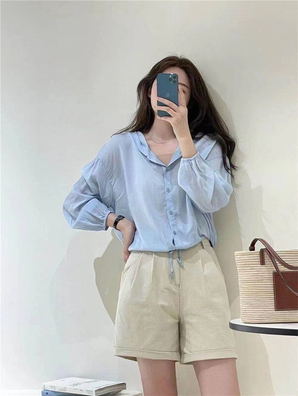 [M · young] casual solid color hooded sunscreen shirt 06367# hjy
