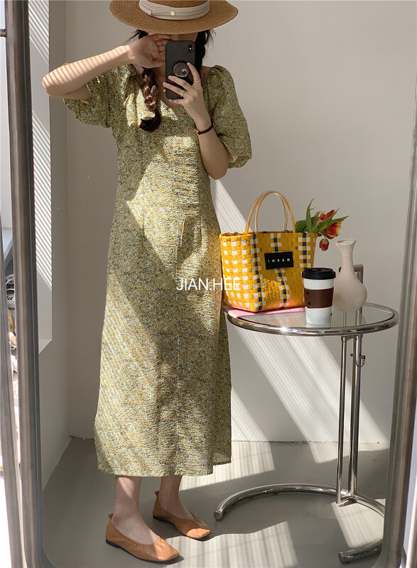 goods in stock! New in early summer! [Jian hee] floral crimp Pullover dress 2277# ozq