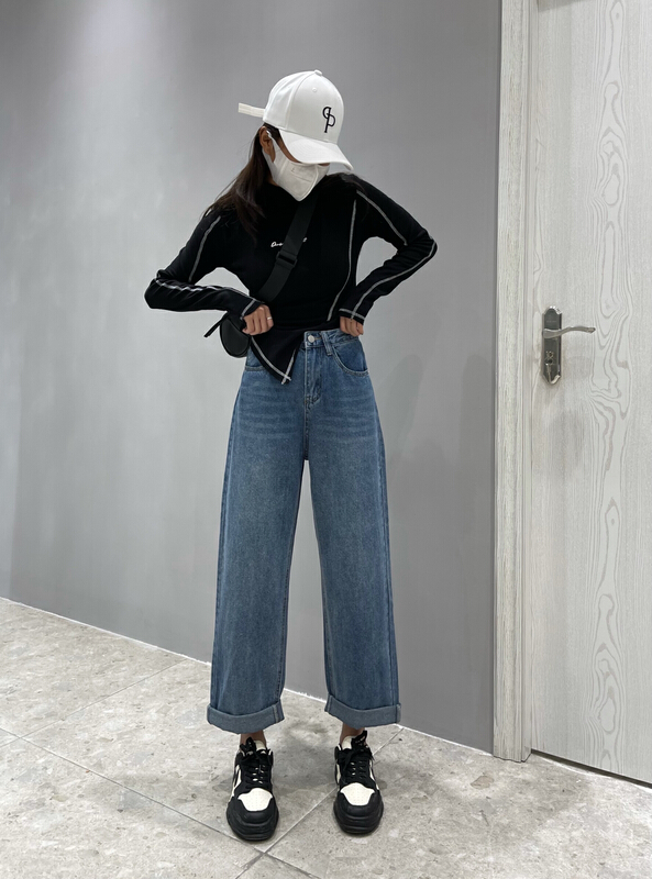 Original price 63.66! [en Xier] slim and versatile nostalgic jeans k6596# L