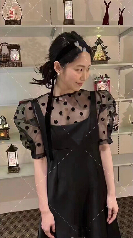[MI] Korean wave dot Organza blouse + vest suit A-line dress suit 9518# PCZ