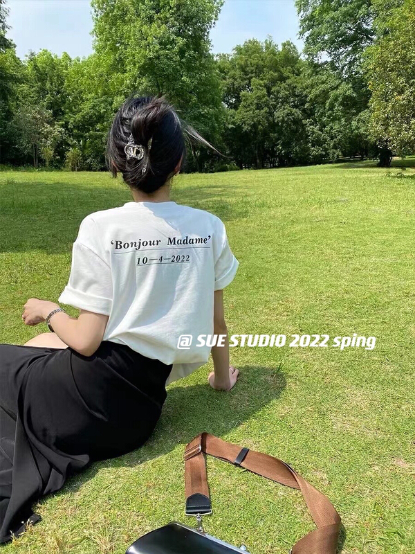 New year in early spring! [Sue studio] popular letter short sleeve T-shirt n22219# ZSY