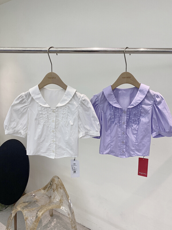 [yanglotus] Girls' lace bubble sleeve blouse s12211245# ozq