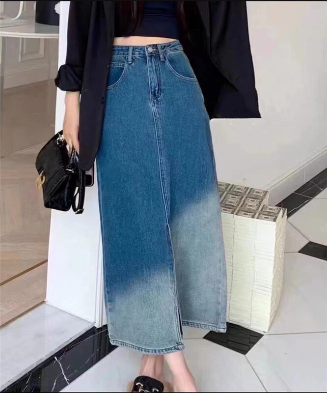 goods in stock! New in early summer! [oz] Korean high waist gradient denim skirt 3162# hyy