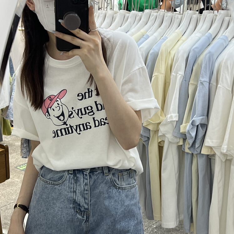 [Li Bai] simple and versatile letter short sleeve T-shirt 2825-4# ll