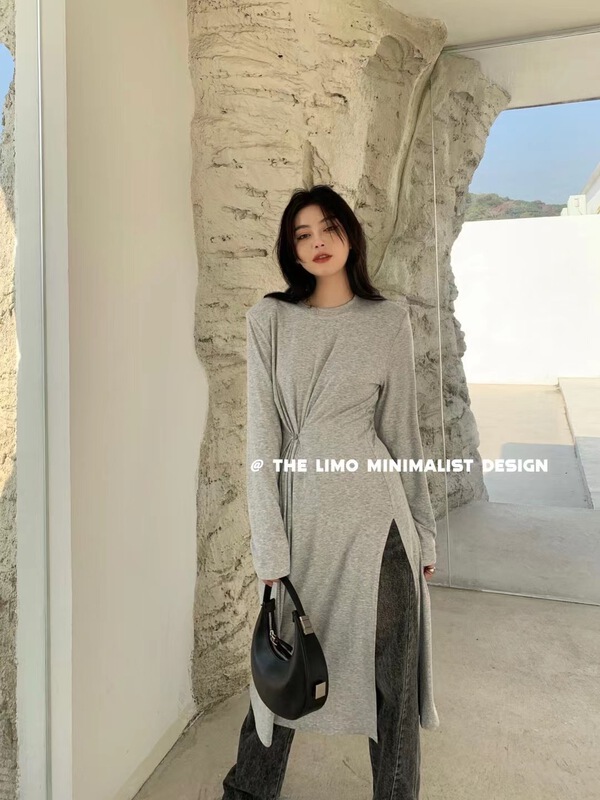 New year in early spring! [the limo] Korean round neck versatile long sleeve T-shirt (with adjustable) 6650# XYJ