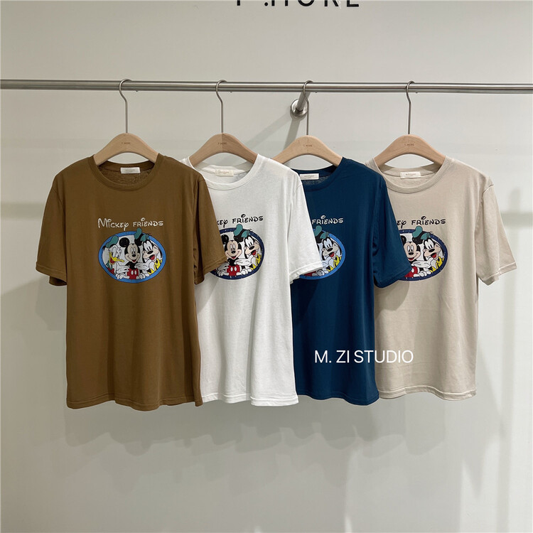 [m.zi studio] Korean casual cartoon printed short sleeve T-shirt 3552# HBx