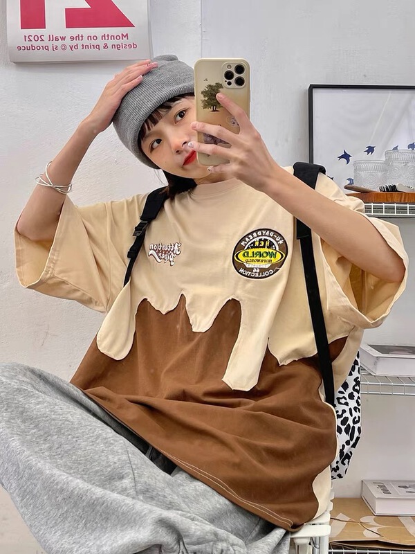 [venue] Korean versatile fashion color matching short sleeve T-shirt zd814# CSX