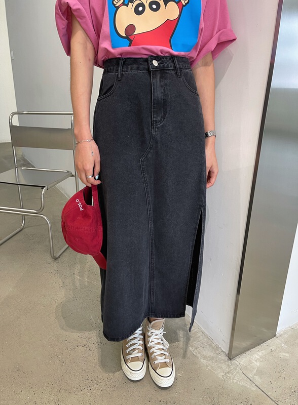 [KH] Korean style jean skirt with slit design nz157# cqw