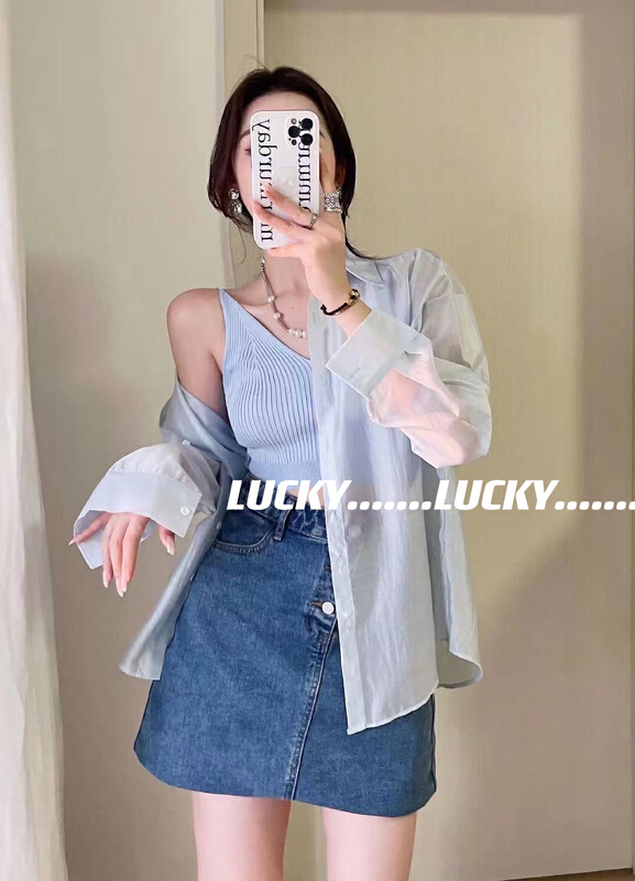 [lucky] loose and versatile shirt + simple vest two piece suit 8643# zxx