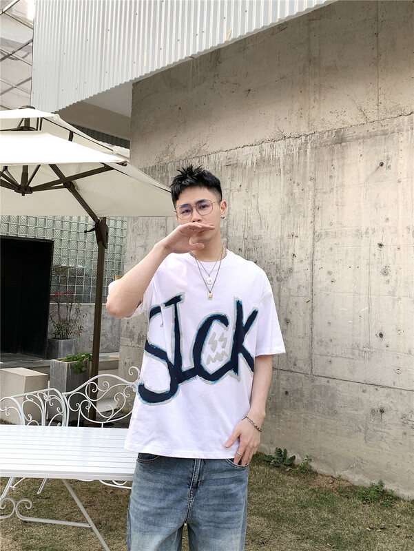 New in early summer! [Binli] round neck loose letter short sleeve T-shirt (excluding necklace) j365# ZZL