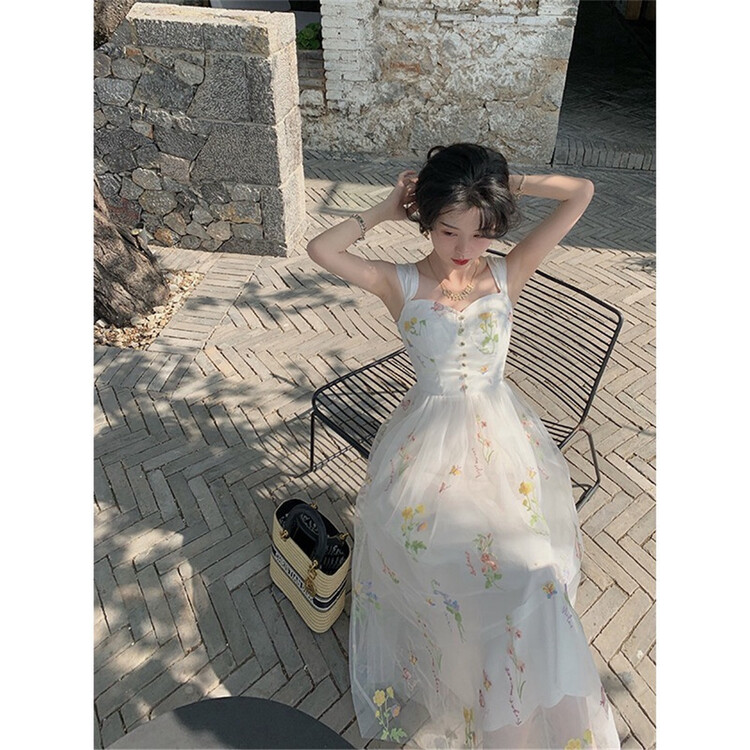 [MQL] French fairy stitched gauze floral dress 569# CSX
