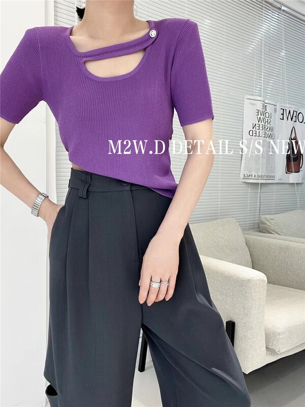 [m2w. D] plain design sweater 11801# ozq
