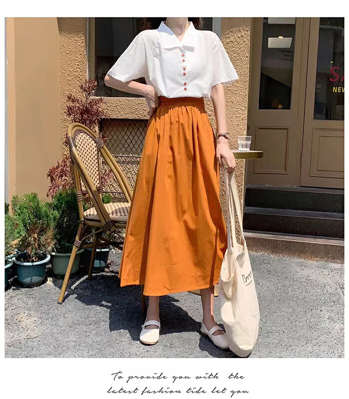 [queen] Korean high waist versatile mid length skirt a39007# ozq