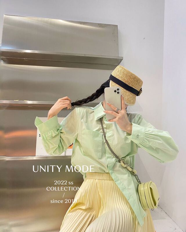 goods in stock! New year in early spring! [unit] Korean simple casual loose shirt 8601-1# cqw