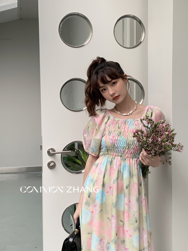 [CZ Zhang] printed sweet and gentle dress 62415# XYJ