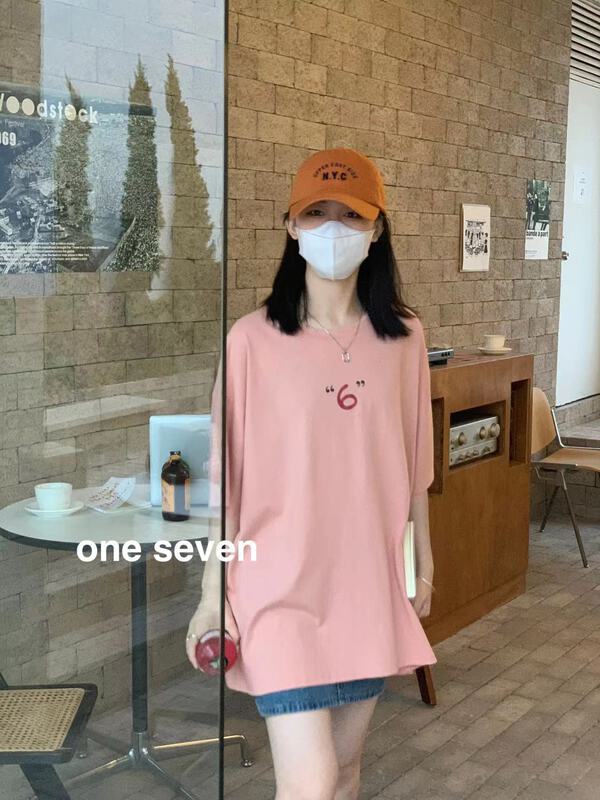 [one seven] Korean loose number 6 short sleeve T-shirt 5038# XYY