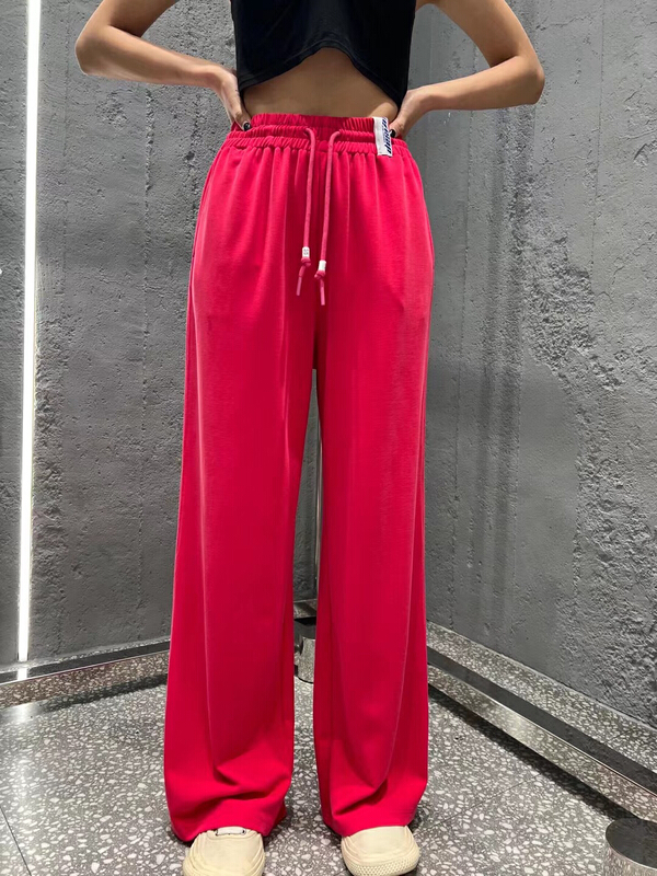 [DS] elastic waist straight tube wide leg casual pants 56336# XYJ