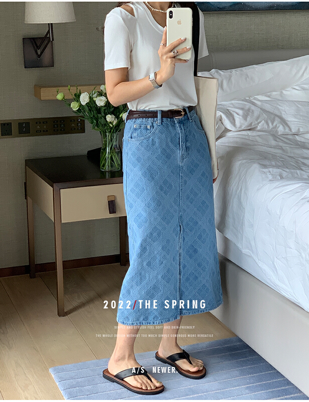 [the mind] Korean checked denim skirt 70051# XYJ