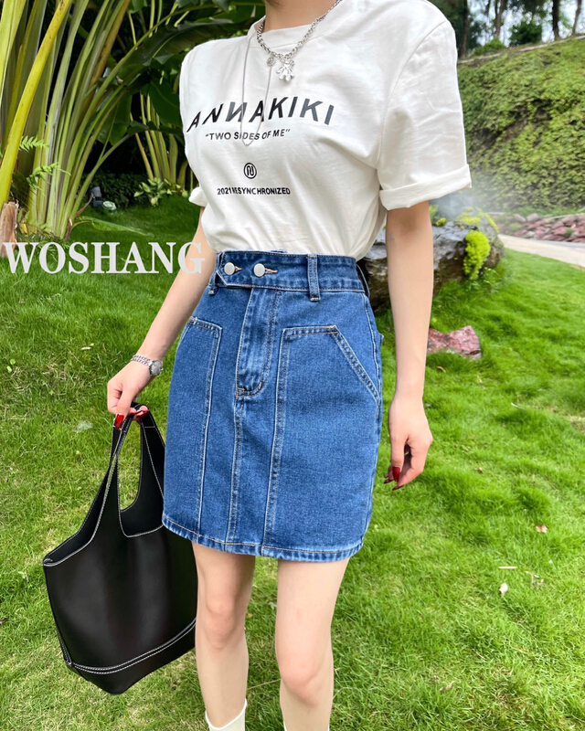 New in early summer! [woshang woshang] Korean minority design, slim denim skirt 1202# XYJ