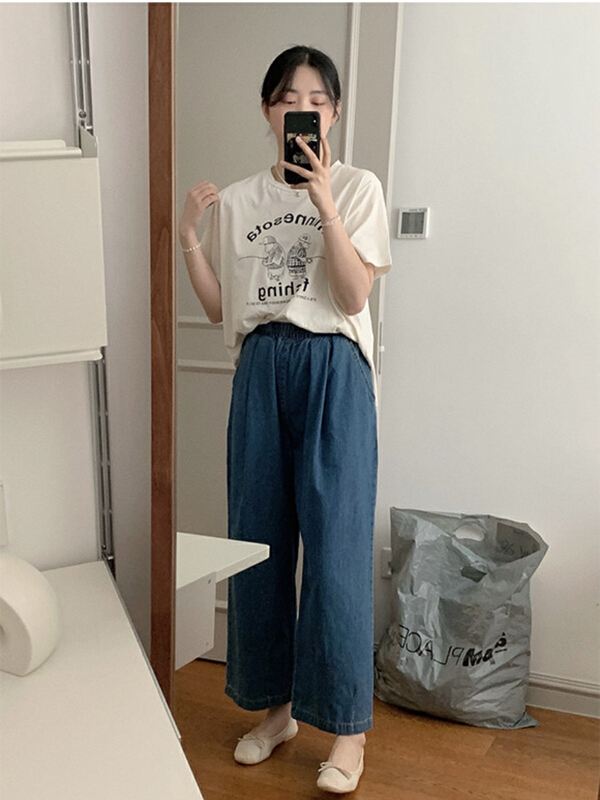 [cepar] round neck cartoon loose Cute short sleeve T-shirt 7172# LSW