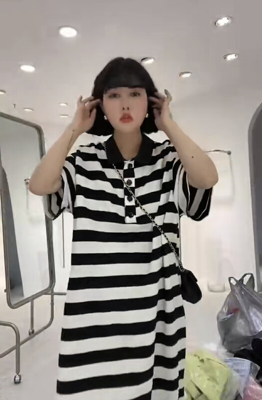 [pepper] Korean striped Pullover dress 805# PCZ