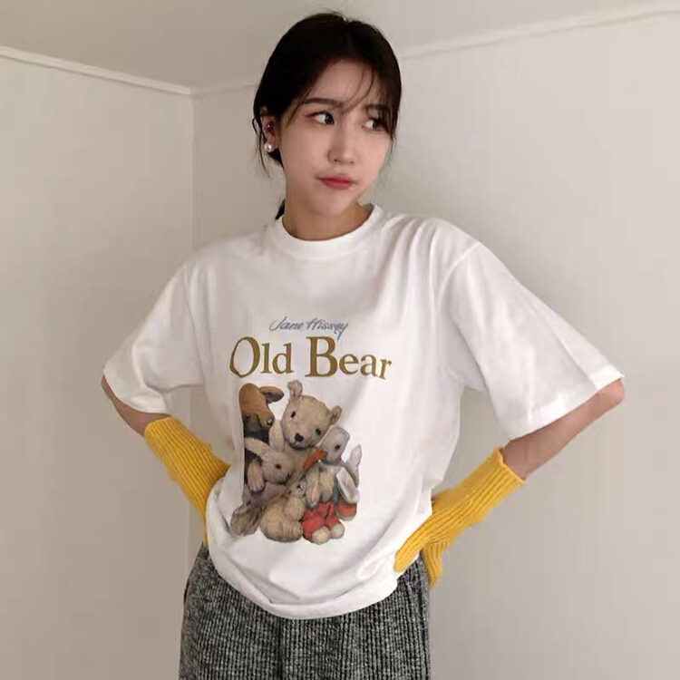 New year in early spring! [Simida / doroe] popular cartoon bear printed short sleeved T-shirt (only short sleeved T-shirts) 10851# zxl