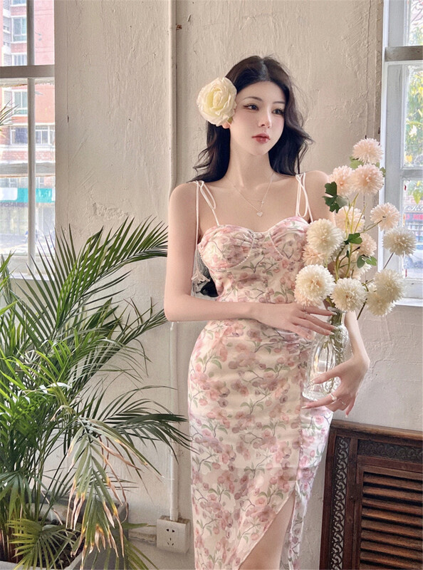 [DS +] little woman floral suspender dress 3189# JJ