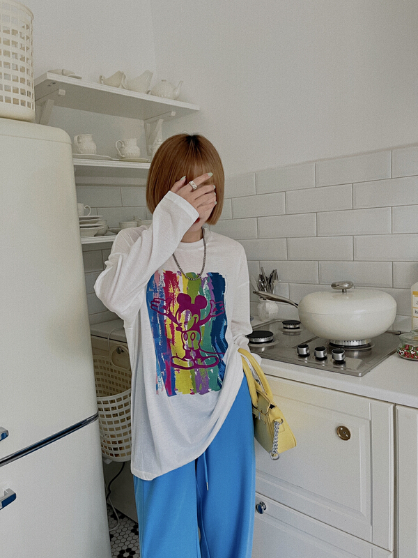 [hm.makai] Korean Mickey trend long sleeve T-shirt 703# ozq