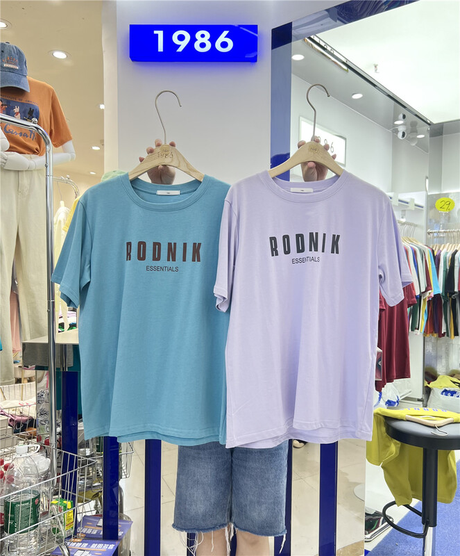 [1986] letter round neck comfortable short sleeve T-shirt f1604# LSL