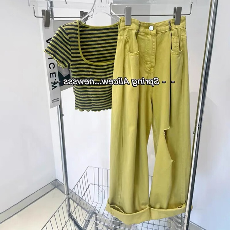 New in early summer! [TIMI] ripped loose wide leg jeans 6988# LSW