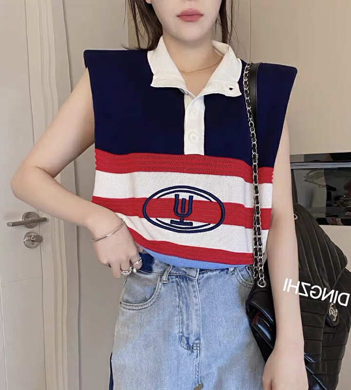 [jun.t] design sense of minority high sense of foreign style stand collar sleeveless sweater 5840# PCZ