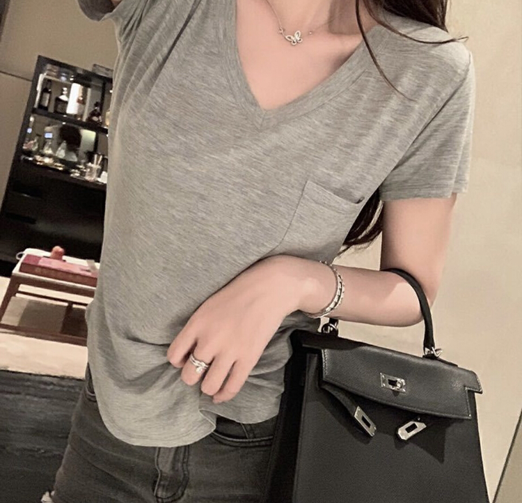 New year in early spring! [rasion] simple basic and versatile V-neck short sleeve T-shirt 7962# LSL