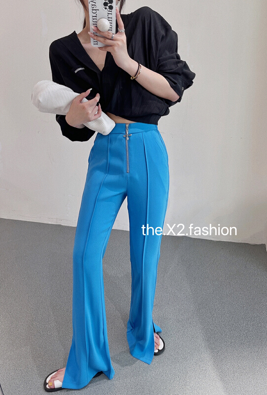 New year in early spring! [x2] zipper slit slacks 8832# ozq