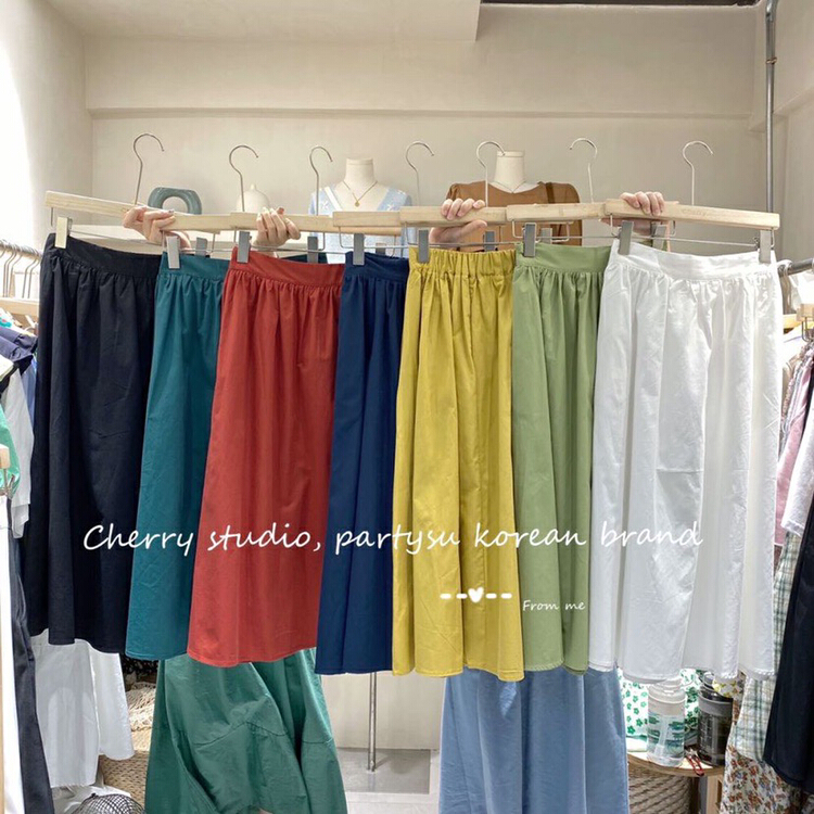 New year in early spring! [cherry studio] Korean solid color retro skirt 5009# HBx
