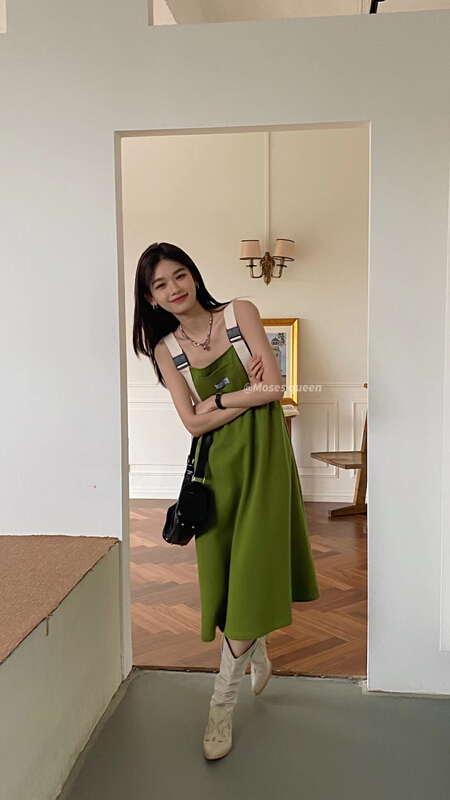 goods in stock! New year in early spring! [moss queen] Korean casual age reducing net color suspender skirt ys3-50131# XYY