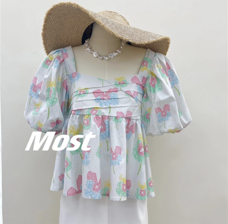 [Mr.Z] Korean style square collar age reducing floret shirt 96989# zjy