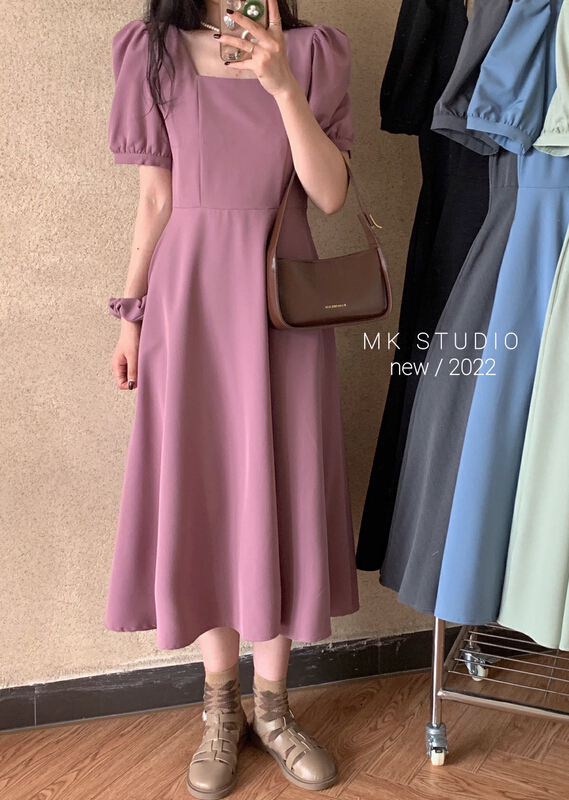 New in early summer! [Chen] Korean French slim dress (with hair circle) 3167# hjy