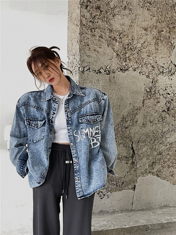 New year in early spring! [wut / N Cola] Korean fashion single breasted denim coat ys1-8009# LSL