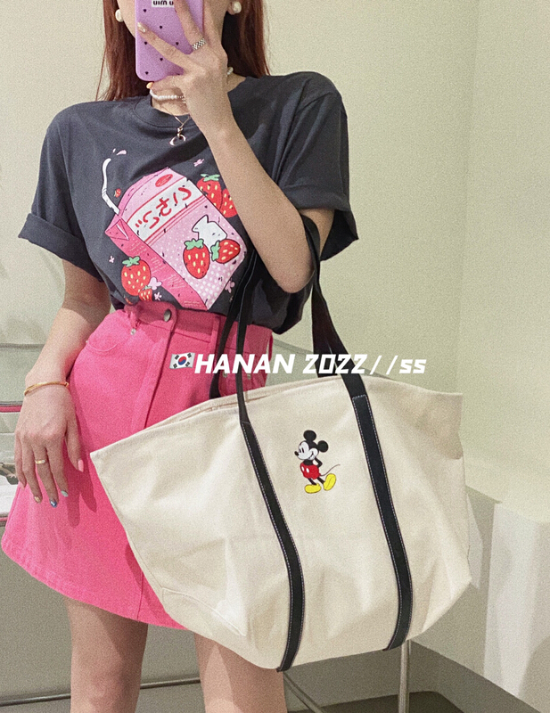 [Hanan] Korean versatile loose strawberry milk short sleeve T-shirt ys1-6166## LSL