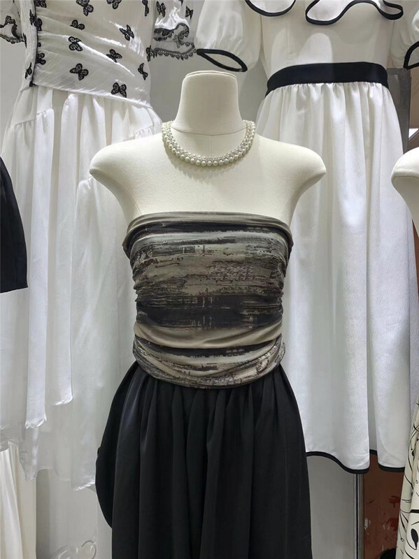 [u.me] fashionable retro print bra vest / suspender 5990# hjy