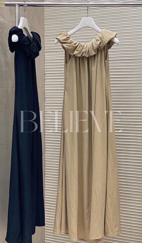 [believe] French minimalist romantic bud design solid color Tencel dress bl2201# cqw