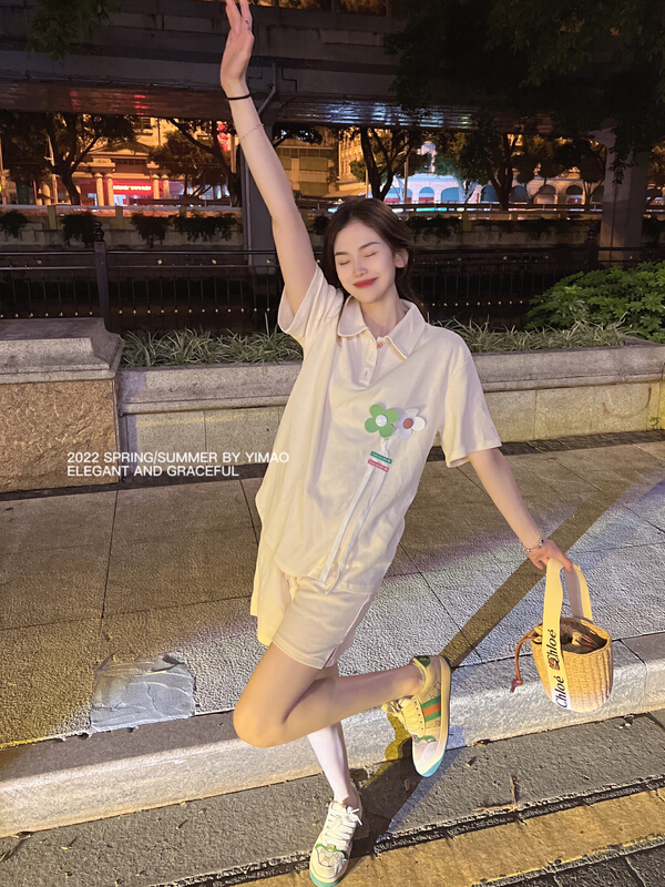 [Feimao (Yimao)] flower fashion Popl shirt + loose comfortable casual pants set ym-4002# LSL