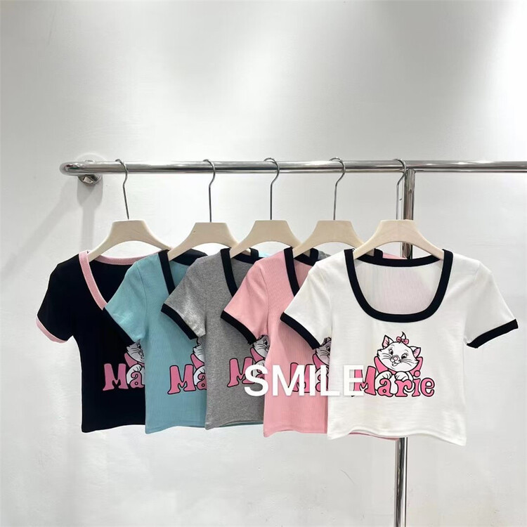 【SMILE】字母印花修身短袖T恤  2288#  L