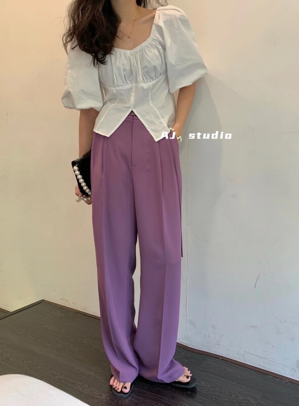 [AJ. Studio] Korean loose straight tube thin material casual pants (with belt) ys1-9255# ll