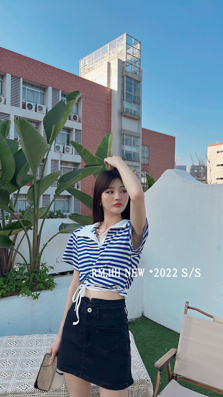 New in early summer! [RM. HH] stripe fashion niche short sleeved T-shirt (only short sleeved T-shirts) 2002# PCZ