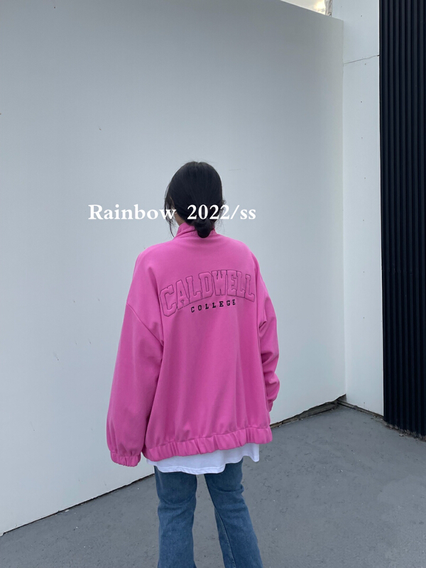 goods in stock! Original price 111.97! [rainbow] stitching, embroidery and versatile stand collar sweater (only for clothes) 13886# WTT