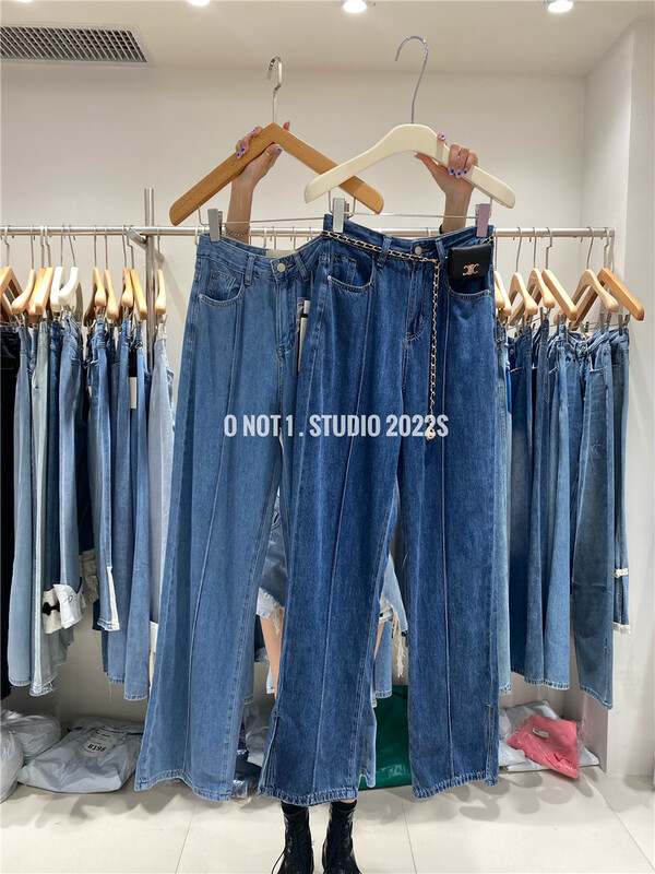 [o not 1] Korean wide leg long jeans (without waist bag) w572# LSW